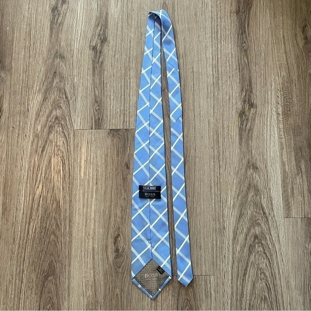 BOSS Men’s Silk Tie | Blue, White, Yellow